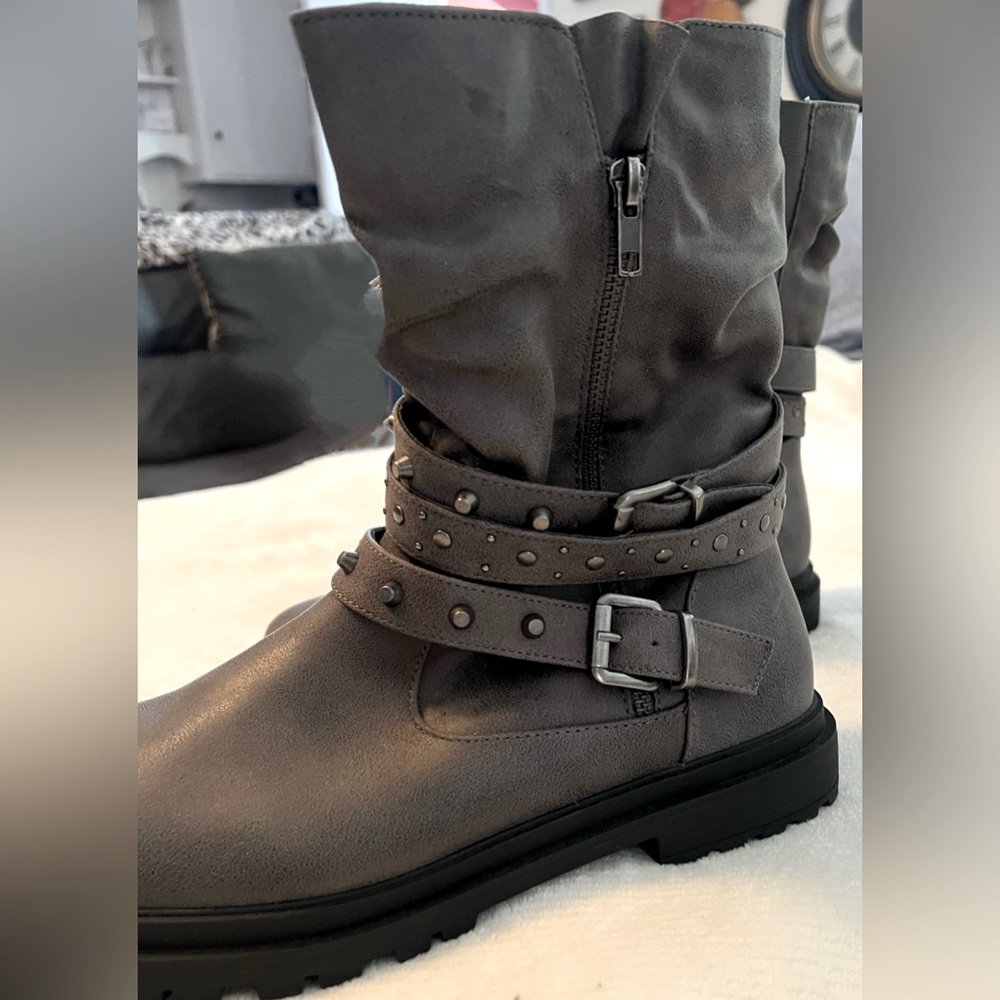Torrid Gray Studded Moto Boots